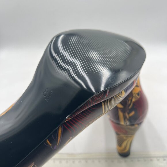 miss left Graffiti Low Platform Chunky High Heel Slip On Round Toe Dressy Pump - Picture 6 of 8